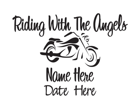 Riding with the Angels In Memory of Decal - cartattz1.myshopify.com