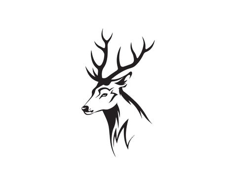 DEER HEAD WITH ANTLERS SILHOUETTE DECAL - cartattz1.myshopify.com