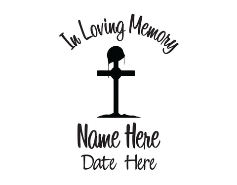 In Loving Memory Decal with Military Cross - cartattz1.myshopify.com