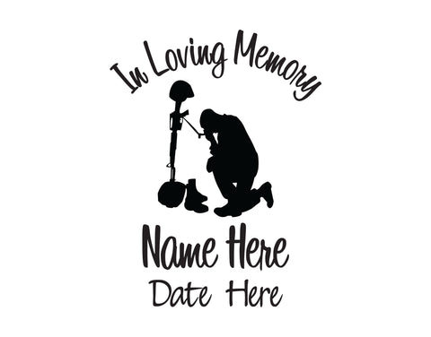 In Loving Memory Decal with Military Solider - cartattz1.myshopify.com