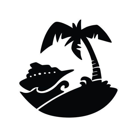 Palm Tree and Boat Sticker 1 - cartattz1.myshopify.com