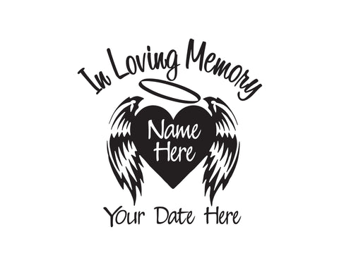 In Loving Memory Decal with Heart and Wings - cartattz1.myshopify.com