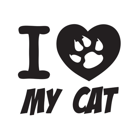 I Heart My Cat Paw Sticker - cartattz1.myshopify.com