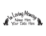 In Loving Memory Decal with Praying Hands - cartattz1.myshopify.com
