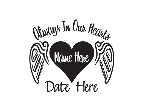 In Memory of Decal Always in our Hearts - cartattz1.myshopify.com