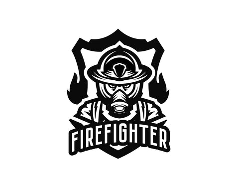 Firefighter Decal Emblem With Flames - cartattz1.myshopify.com