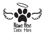 In Memory of Dog Decal with Paw and Angel Wings - cartattz1.myshopify.com