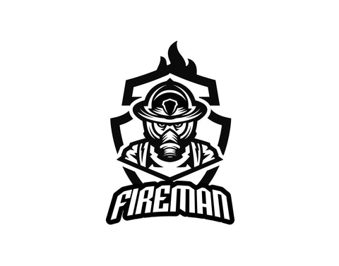 Fireman Firefighter Decal With Flame - cartattz1.myshopify.com