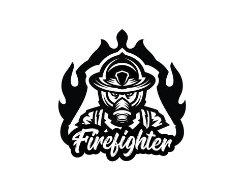 Firefighter Decal In Flames - cartattz1.myshopify.com