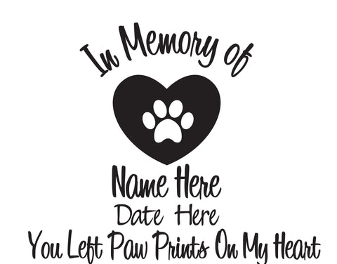 In Memory of Dog Decal with Heart - cartattz1.myshopify.com