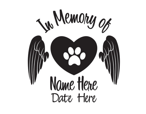 In Memory of Dog Decal with Heart 2 - cartattz1.myshopify.com