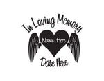 In Loving Memory Decal with Heart and Angel Wings - cartattz1.myshopify.com