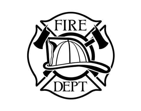 Fire Department Helmet Maltese Cross Firefighter Decal - cartattz1.myshopify.com