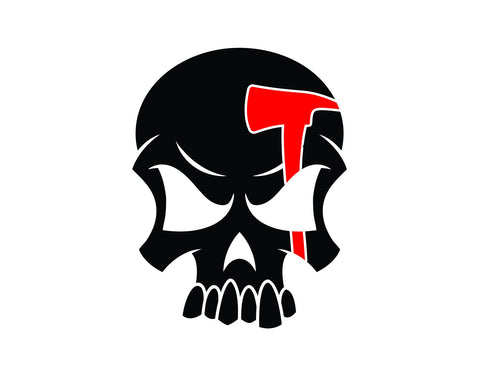 Skull Firefighter Decal with Red Axe Line - cartattz1.myshopify.com