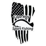 Cape May Sport Fishing American  Flag  Sticker - cartattz1.myshopify.com
