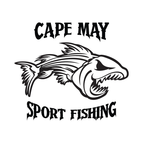 Cape May Sport Fishing Angry  Fish Sticker - cartattz1.myshopify.com