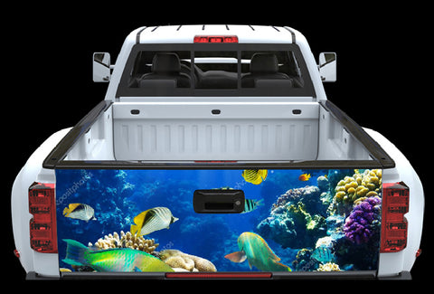 Coral Reef and Fish Tailgate Wrap - cartattz1.myshopify.com