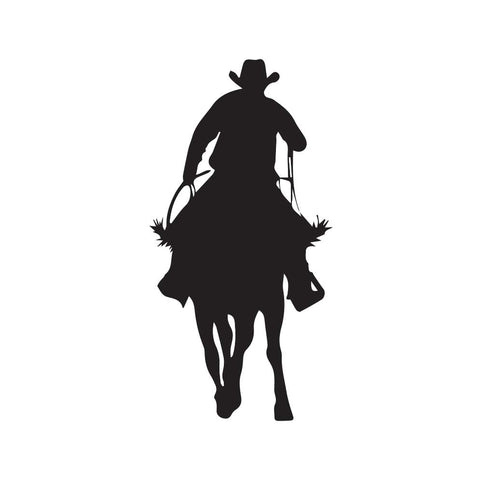 Cowboy Riding Horse Silhouette Decal - cartattz1.myshopify.com