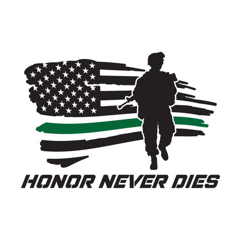 Military Decal Honor Never Dies Soldier Walking American Flag - cartattz1.myshopify.com