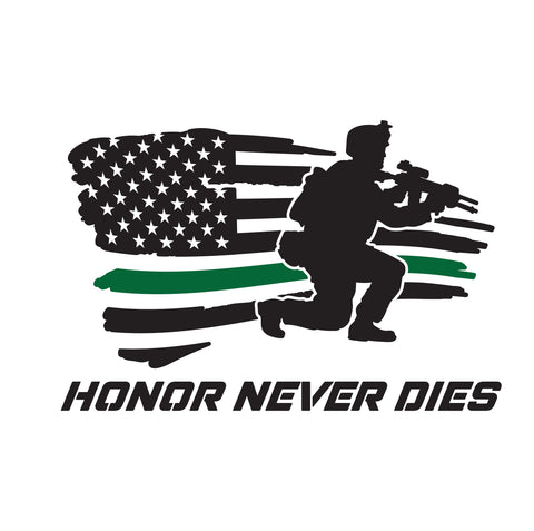 Military Decal Honor Never Dies Soldier Kneeling American Flag - cartattz1.myshopify.com