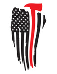 Firefighter Decal Weathered American Flag Axe Thin Red Line - cartattz1.myshopify.com