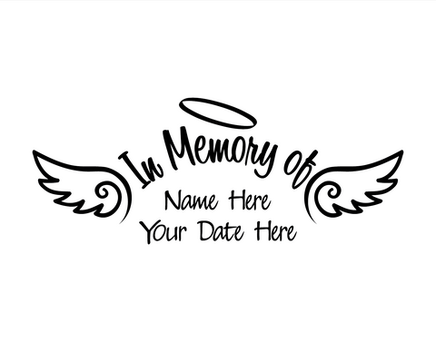 In Memory of Decal with Angel Wings - cartattz1.myshopify.com