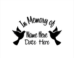 In Memory of Decal with Doves - cartattz1.myshopify.com