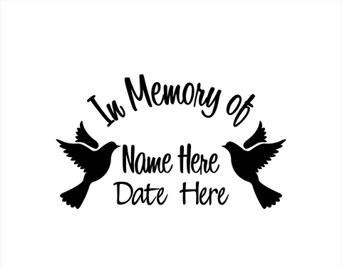 In Memory of Decal with Doves - cartattz1.myshopify.com