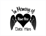 In Memory of Decal with Heart and Wings - cartattz1.myshopify.com